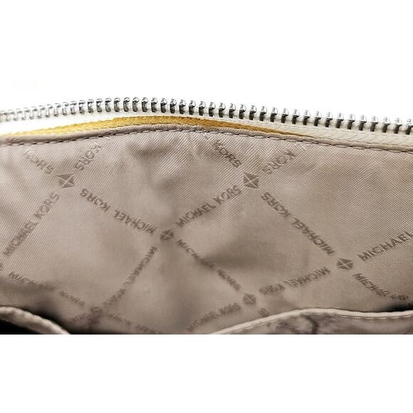 Michael Kors Ciara Large Optic White Leather Top Zip Satchel Crossbody Purse Bag - Picture 12 of 13